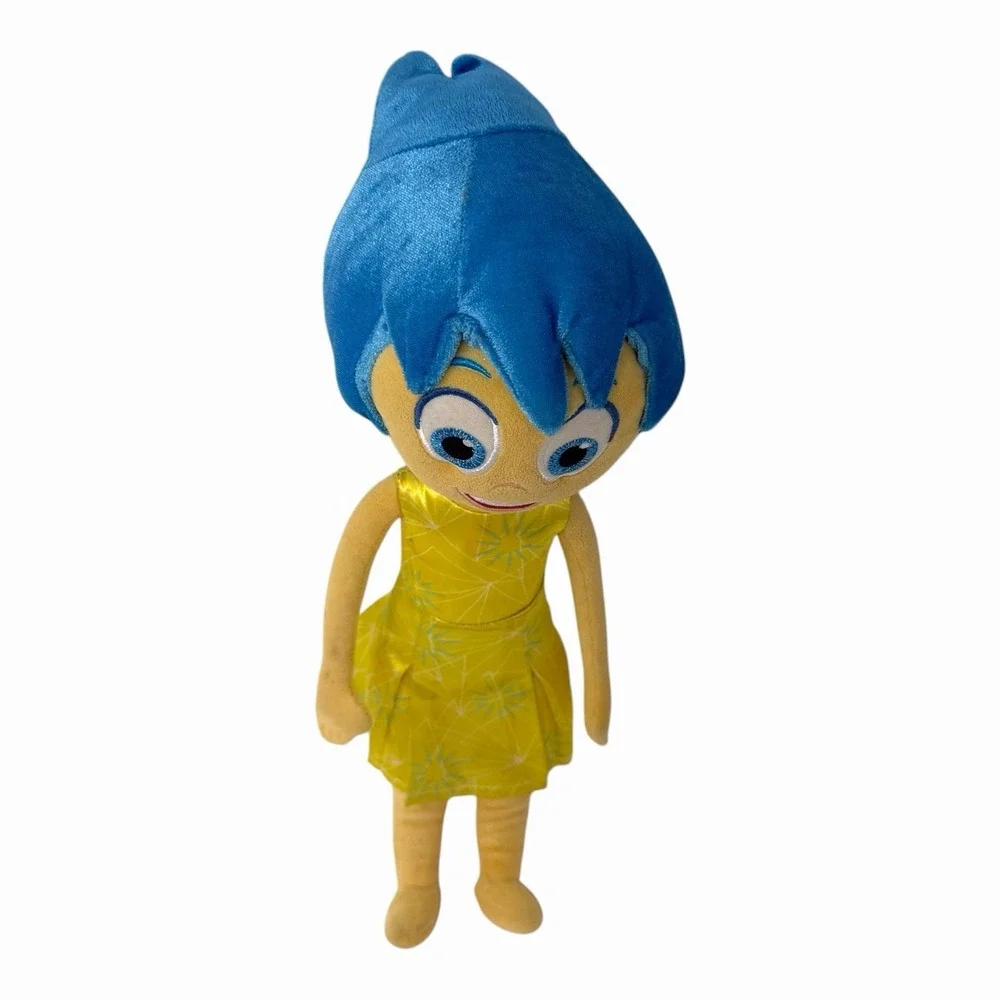 Disney Pixar Inside Out Joy Plush Stuffed Toy Yellow‎ Dress Blue Hair 10 Inch